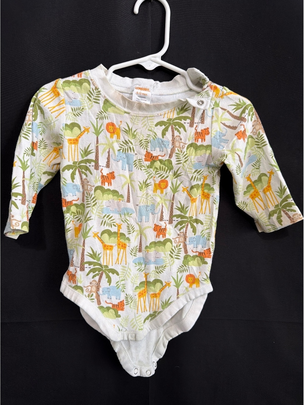 Gymboree Baby Long Sleeve Onesie with Jungle Animal Print 6-12 Months